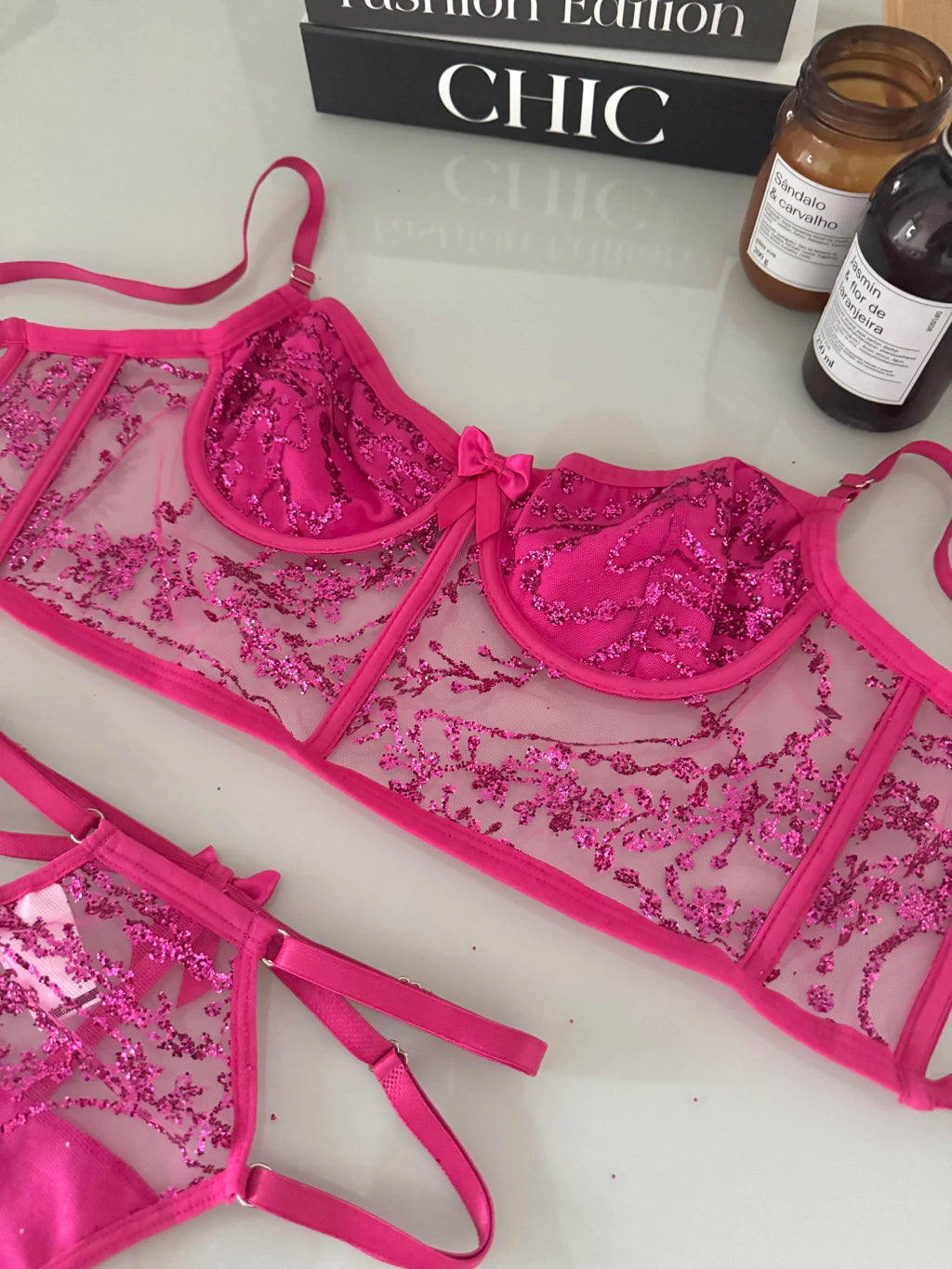 Conjunto Lux - Corset de Tule com Aro e Calcinha de Tule