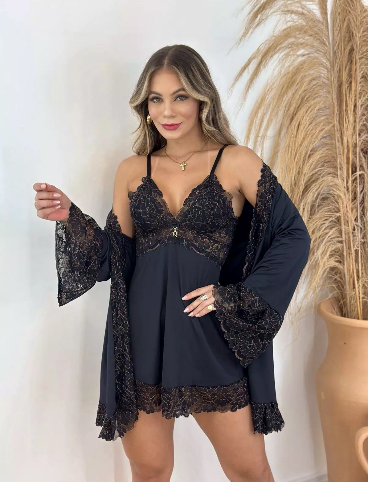 Conjunto Allure Luix Camisola + Robe + Calcinha