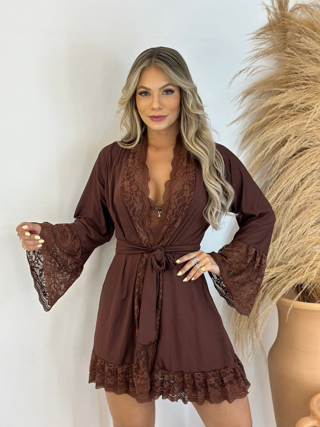 Conjunto Saphir Camisola + Robe + Calcinha