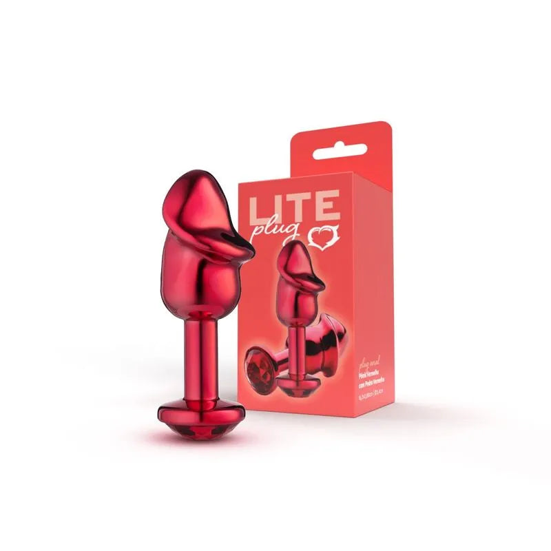 Plug Lite Vermelho M - Pênis com Pedra