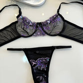 Lingerie Zara de Tule - Preto com Roxo