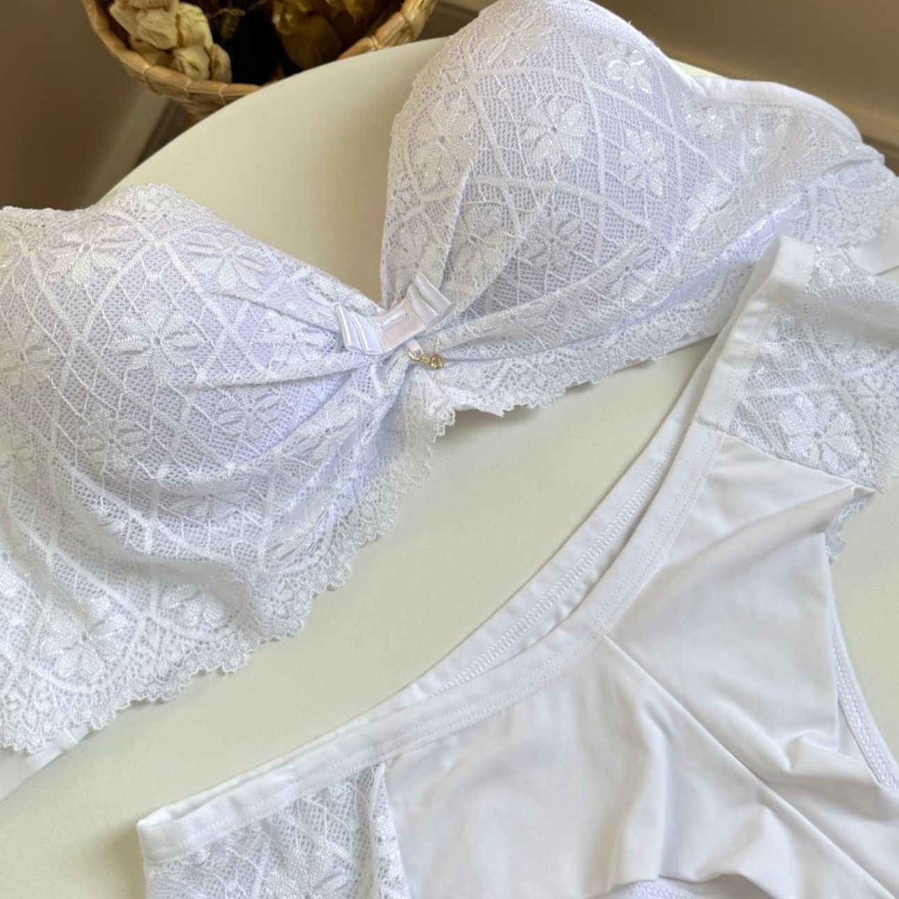 Lingerie Maisa com Bojo Renda [Fio Duplo] - Branca