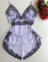 Baby Doll Luxo - Branco com Preto